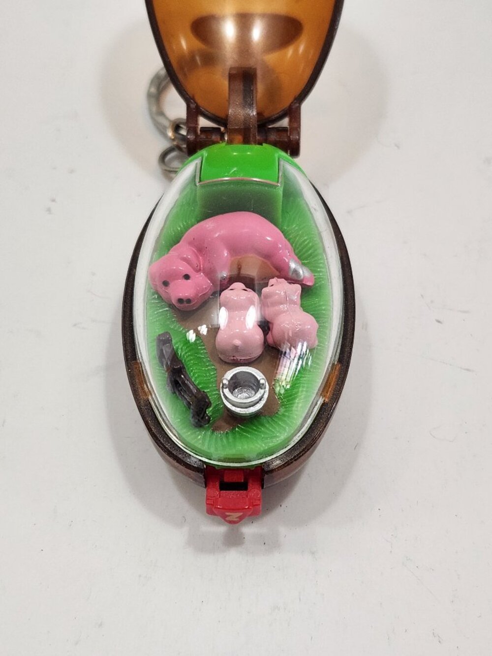 VTG 1993 Takara Z Wind Up Pocket Critters Mama Pig & Piglets Keychain WORKING